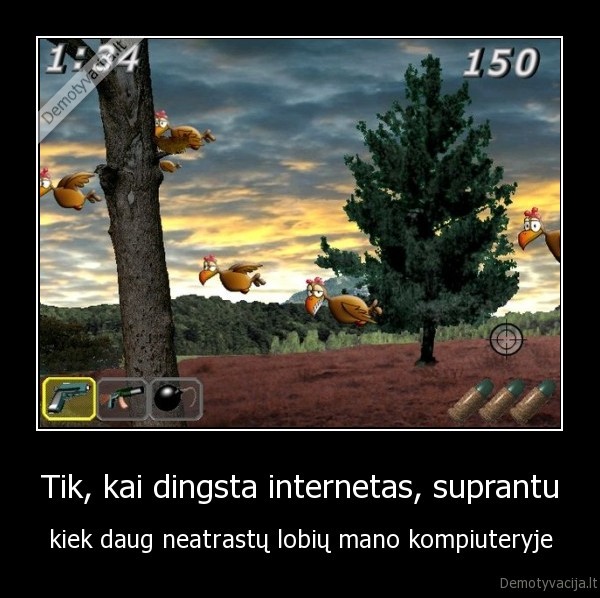 Tik, kai dingsta internetas, suprantu - kiek daug neatrastų lobių mano kompiuteryje. 