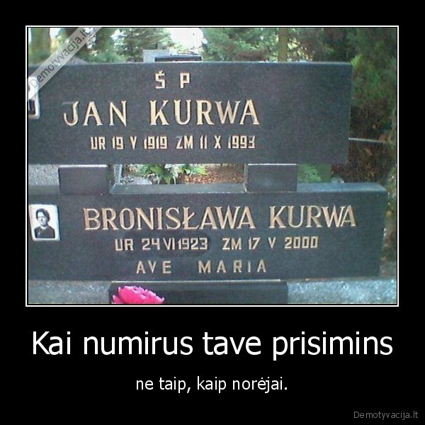 Kai numirus tave prisimins - ne taip, kaip norėjai.. 