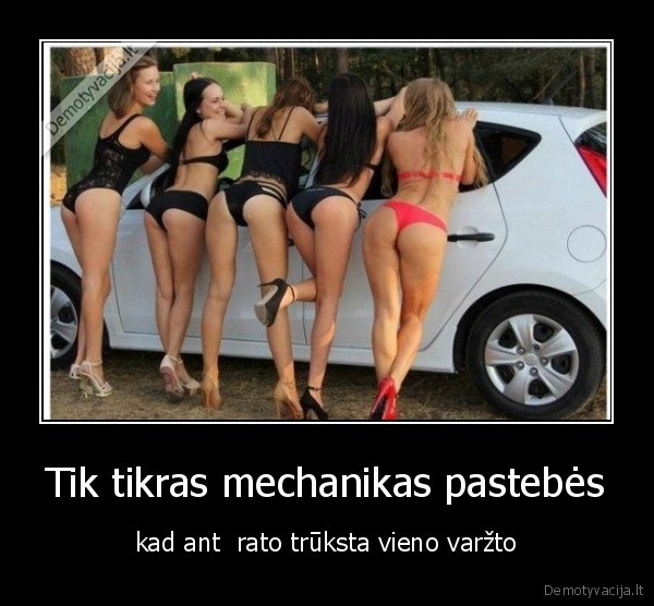 Tik tikras mechanikas pastebės - kad ant  rato trūksta vieno varžto. 