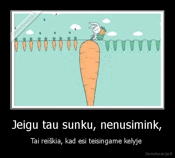 Jeigu tau sunku, nenusimink, - Tai reiškia, kad esi teisingame kelyje . 