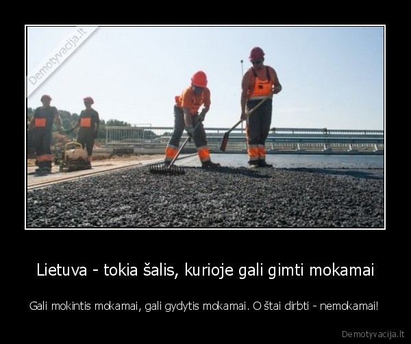 Lietuva - tokia šalis, kurioje gali gimti mokamai - Gali mokintis mokamai, gali gydytis mokamai. O štai dirbti - nemokamai!. 